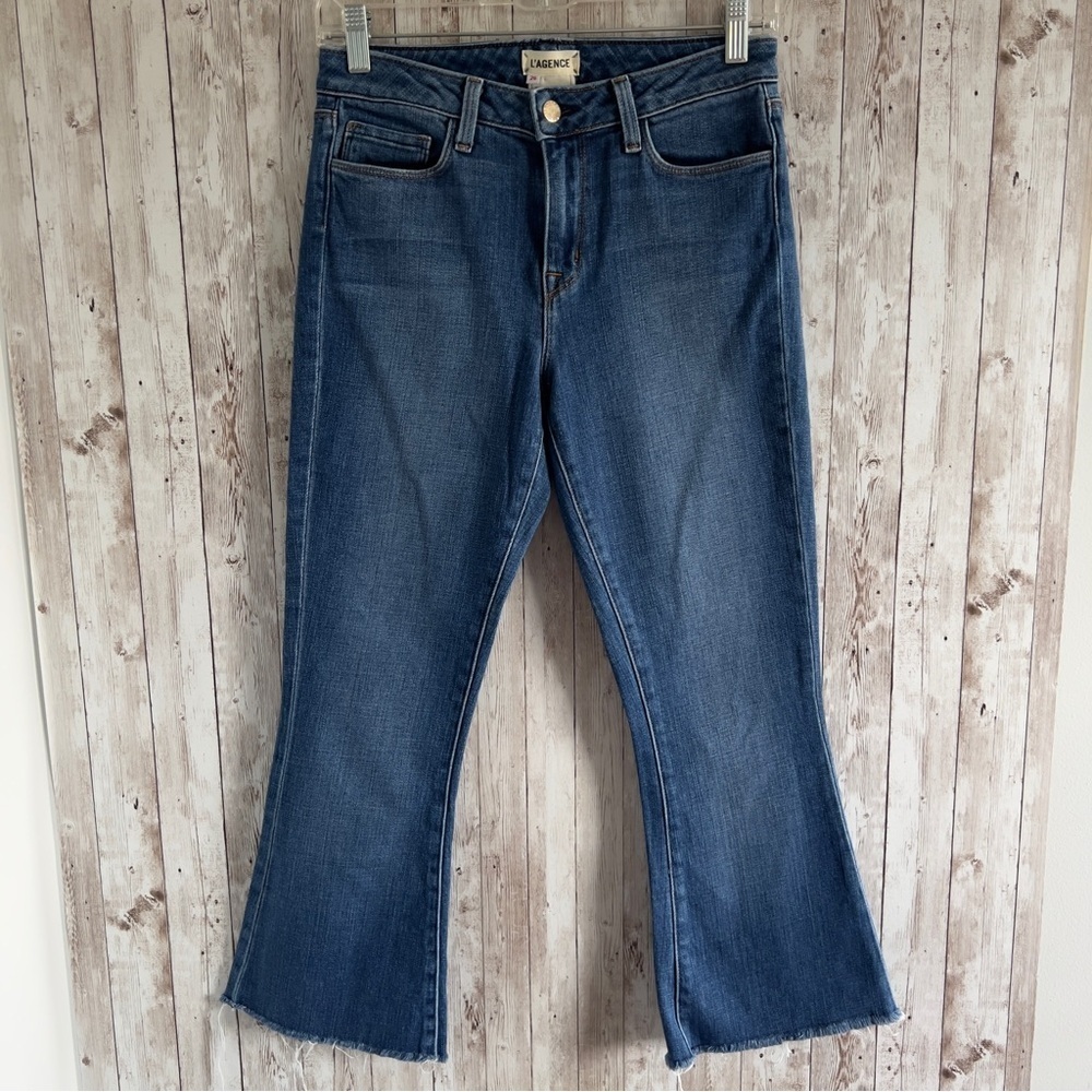 L’Agence Women's Blue Flare Crop Jeans